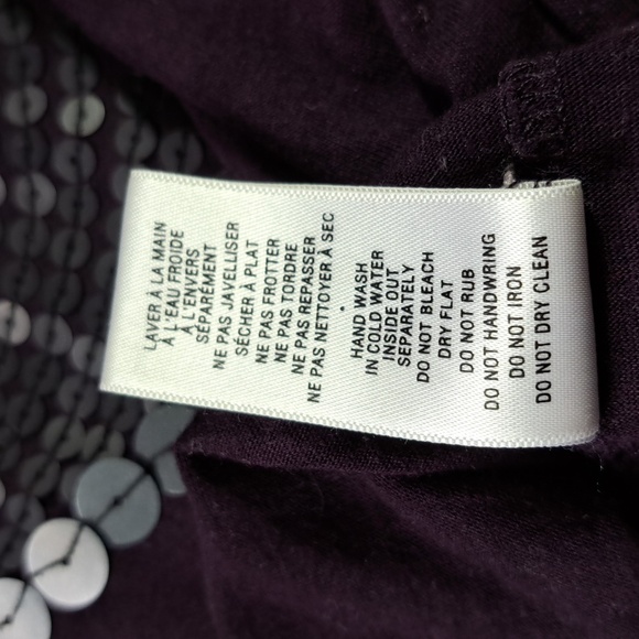 Jacob Eggplant Purple with Black Sequins Embellished Round Neck Tee VG S - Picture 6 of 7